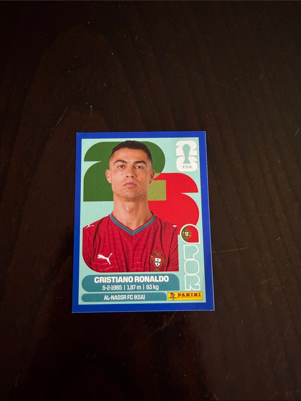 Blue Border Panini Christiano Ronaldo Portugal